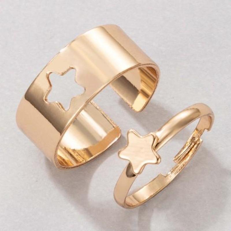 2 Pz/Set Anelli Regolabili a Forma di Coppia Cuore/Luna/Stella/Delfino Gioielli Creativi Squisiti Anelli Aperti per