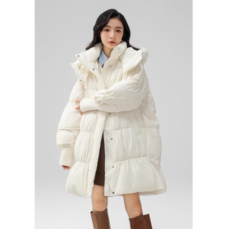 YAYA Women's Korean Style Long Hooded Down Jacket