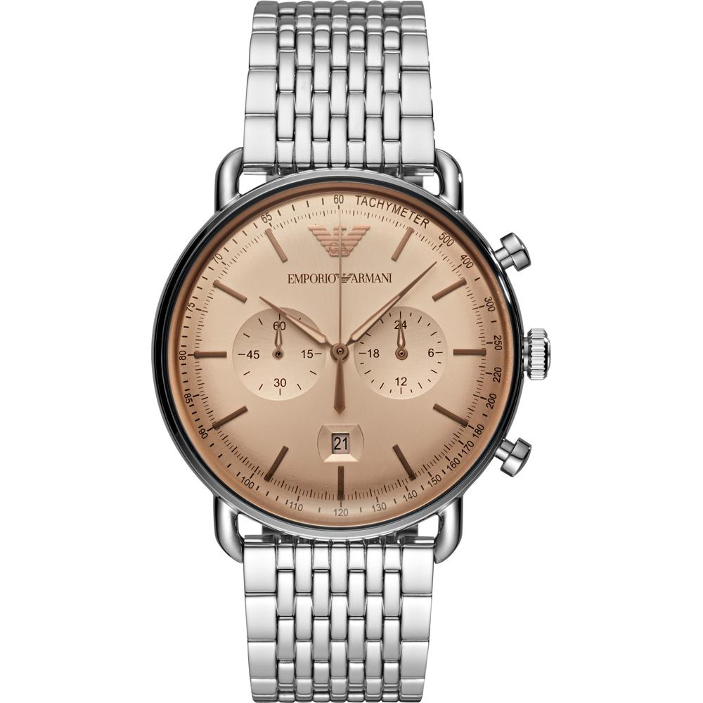 

Emporio Armani Aviator Silver Metal Men s Quartz Chronograph Watch AR11239 серебряный