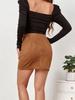 Suede Plush Solid Color Bodycon Pleated Mini Skirt with Irregular Zipper for Autumn/Winter – Women's Fashion 2026.