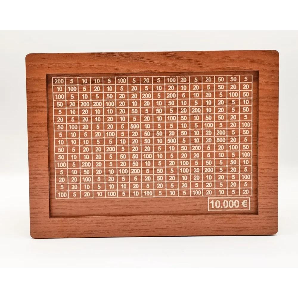 1000/2000/3000/5000/10000 Euro Spardose Sparschwein aus Holz mit wiederverwendbarer Spardose mit Sparziel und Zahlenkästen 1