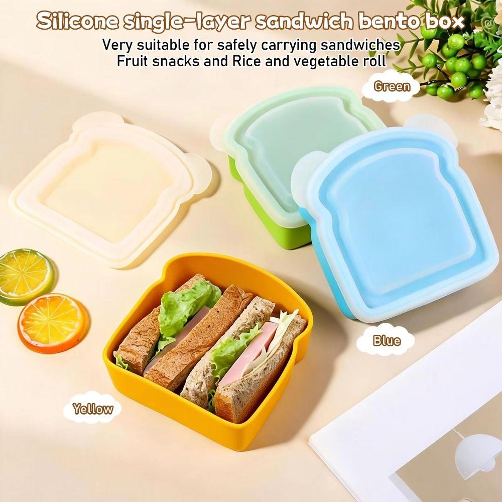 Airtight Silicone Sandwich Box With Lid Prep Keeper Dishwasher Safe Food Container Snacks