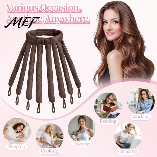 Women Curling Rod Headband No Heat Headband, Hair Curler fo Long Thick Hair, Curls Roller with Eight Claws, DIY Styling Tool for Travel Friendly