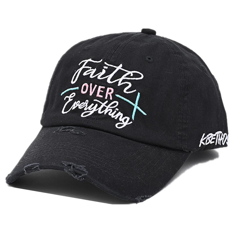 Hot Sale Unisex Washed Cotton OVER Letter Embroidery Baseball Cap Outdoor Casual Sun Dad Hat Adjustable For Women And Men