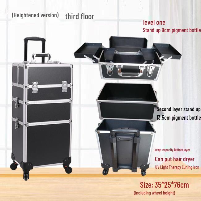 Lockable Multi-Layer Makeup Trolley Case for Nail Art & Beauty