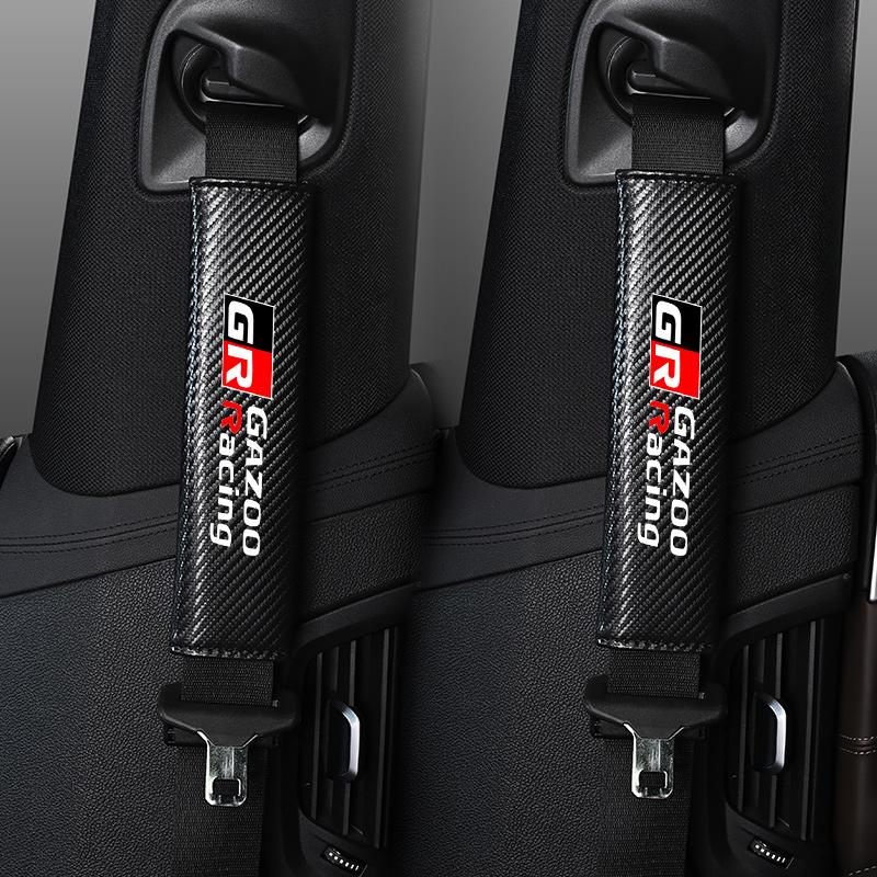

Carbon Fiber Car Headrest Seat Belt Shoulder Pad Auto Accessories For Toyota GR Gazoo Racing Supra Corolla Parts Sport 86 Yaris