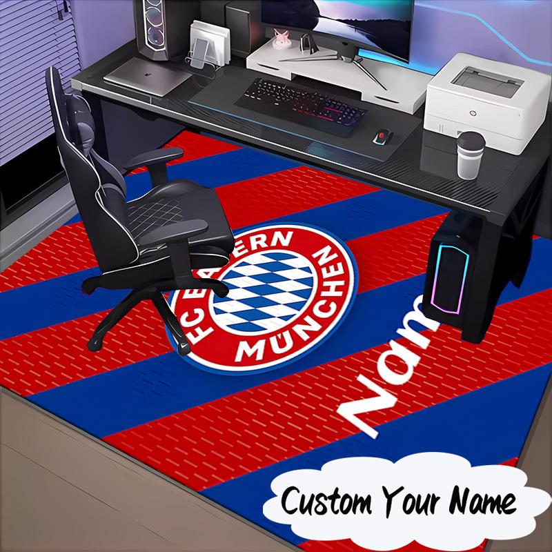Custom Name Bayern Munich Crest Rug for Living Room, Game Rooms, Office, Bedroom, Floor Mat Playful Design, fan gifts Christmas decor