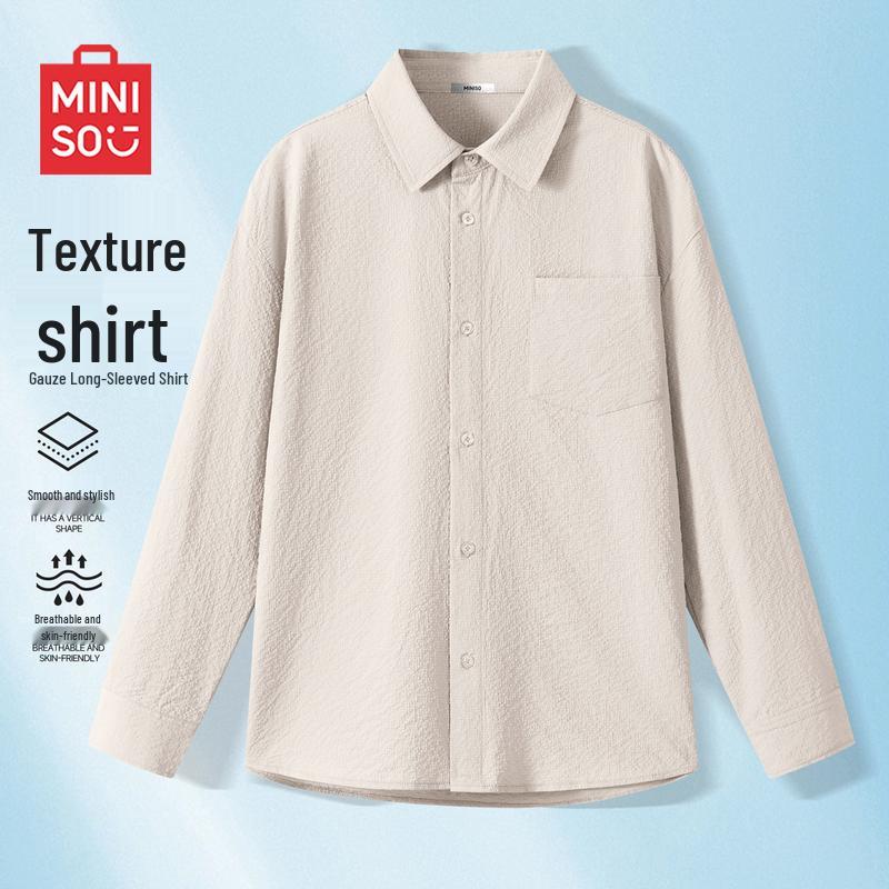MINISO Men s Textured Long Sleeve Casual Shirt XL