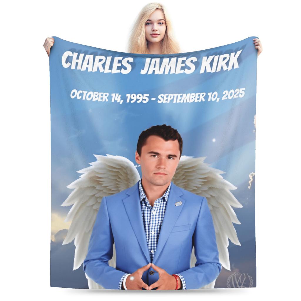 Charlie Kirk Angelic Advocate Blankets Soft Warm Plush Throw Blanket For Child Couch Chair Sofa Bed Flannel Bedspread Bed Cover