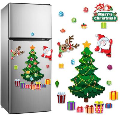 1 Set Christmas Fridge Magnet Stickers,Santa Claus, Snowman, Reindeer Patterns, Suitable for Refrigerator/Garage Xmas Decoration