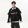 Street Tide Brand Wasteland Feng Shui Washing Dirty Dye Old American Jersey Fake Two Pieces Heavy Industry Embroidery Polo Collar Sweater Men