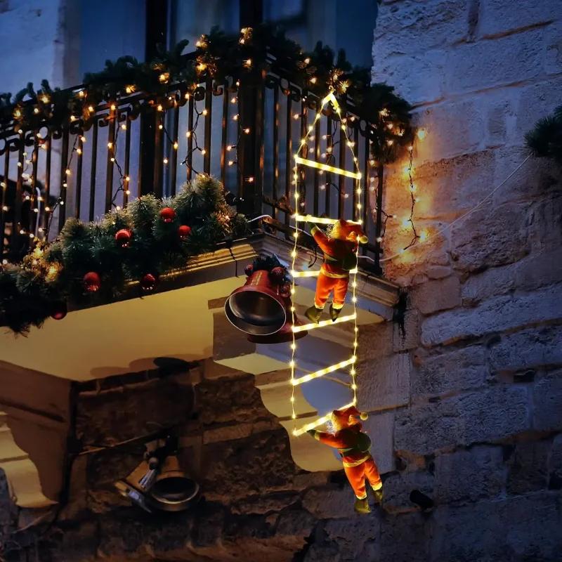 Santa Claus Climbing Ladder Outdoor Christmas Decoration Home Garden Cristmas Tree Ornement New Year Gift Xmas Tree Decor
