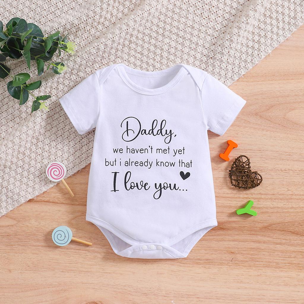 Neugeborenen Baby Strampler "Papa ich liebe dich" Aufdruck Baumwoll-Body Kurzarm Strampler Jumpsuit