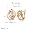 Wbmqda Simple Elegant Geometric Line Drop Earrings For Women 585 Rose Gold Color With White Natural Zircon  Daily Jewelry