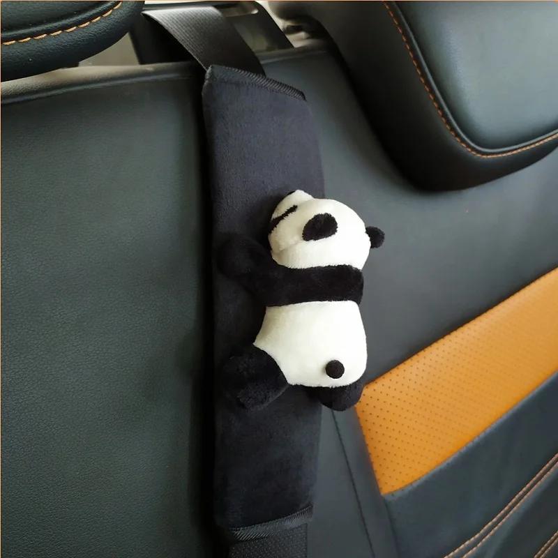 2025 Universal Cute Panda Accessories Car Safety Belt Cover Doll Auto Seat Belt Cover Protection Shoulder Pad Interior Woman id4