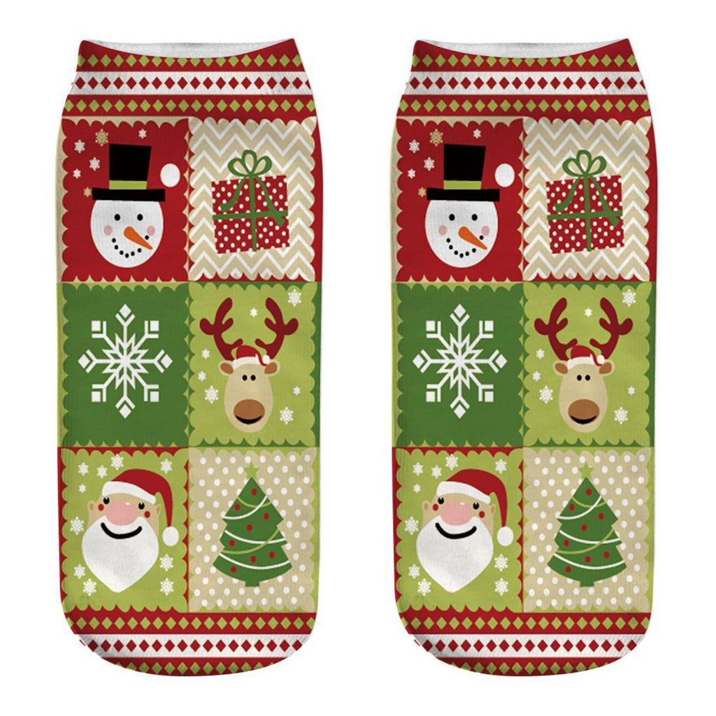 Casual Work Business Socks 3D Christmas Santa Elk Printing Medium Sports Socks