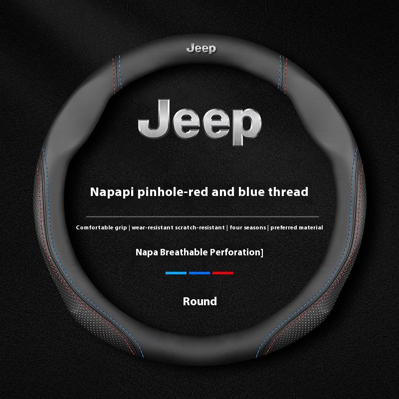 Jeep Wrangler JK Patriot Commander Gladiator Renegade Grand Cherokee Compass Wagoneer Car Anti-Slip Leather Steering Wheel Cover