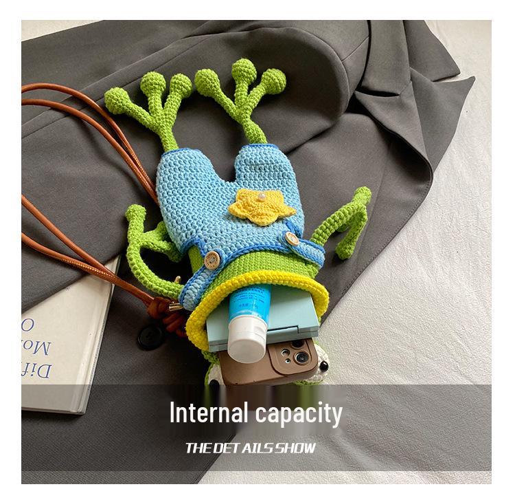 Handmade Big Mouth Frog Crochet Crossbody Bag: Cute, Funny Parent-Child Phone Bag