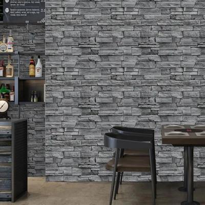 Dark Grey Brick Vintage Removable Waterproof Wallpaper, Peel and Stick, Room Backdrop, Home Improvement Self Adhesive Wallpaper