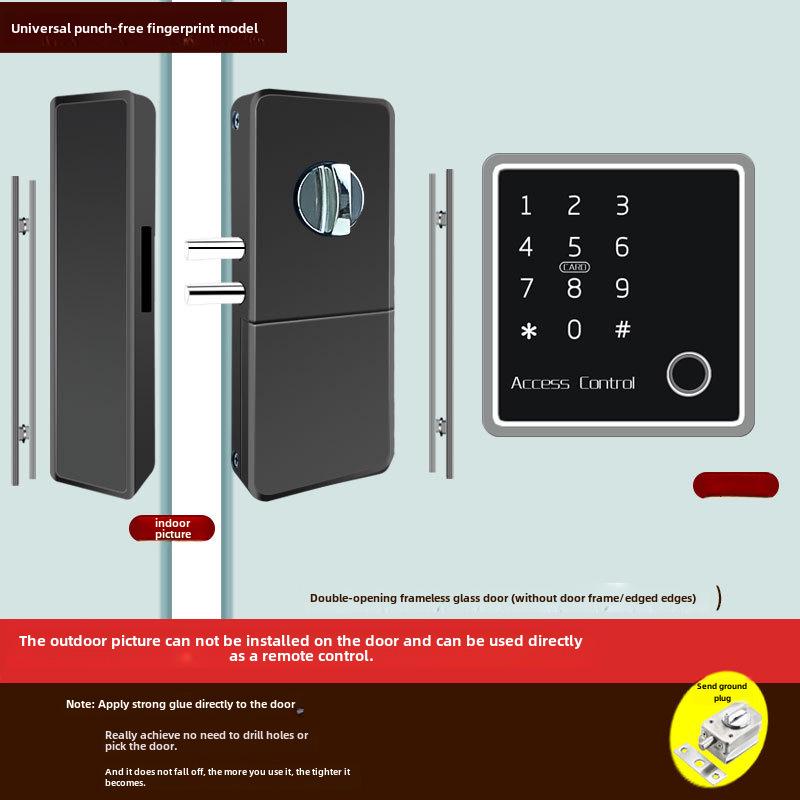 Punch-Free Glass Door Smart Lock: Remote-Controlled Fingerprint Lock for Single & Double Doors
