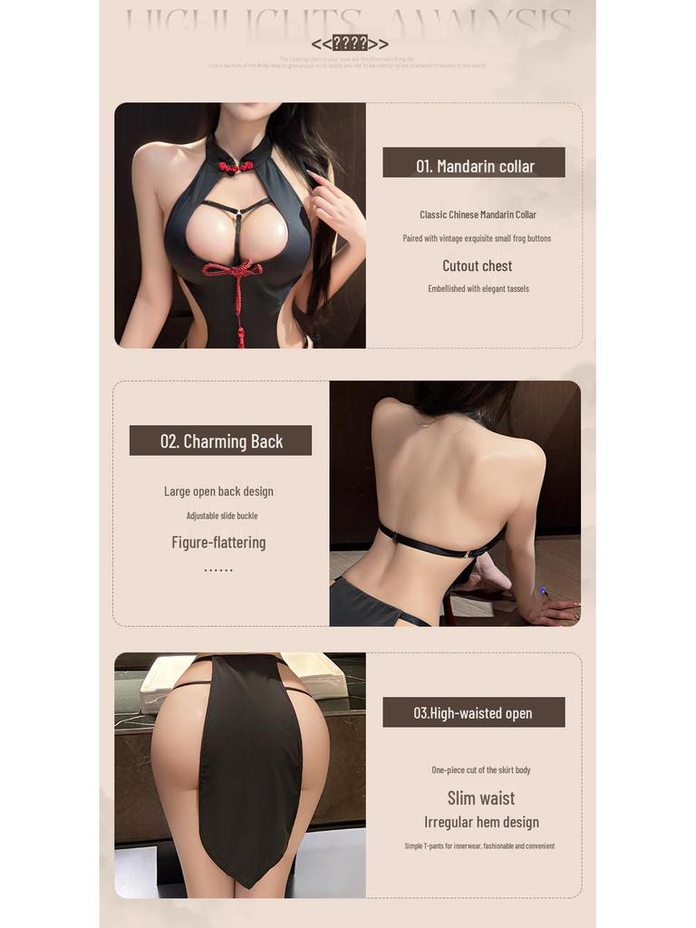 Man Yan Feng Qing High Slit Retro Cheongsam: Seductive, Revealing, and Sensual Lingerie