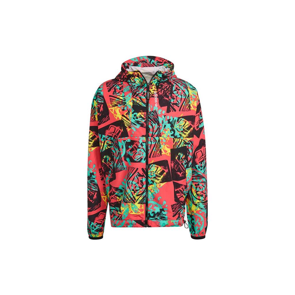 Adidas Originals Clover ADV Mesh Woven WB Retro Print Hooded Sports Jacket Men Outerwear Multicolor GN8855