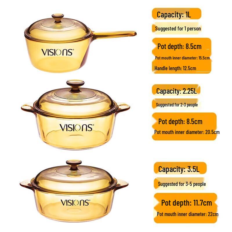 Corning Vision Glass Cookware Set, 3-Piece