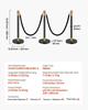 6 Pcs Stanchion Post with 4 Black Velvet Ropes Sand Injection Hollow Base