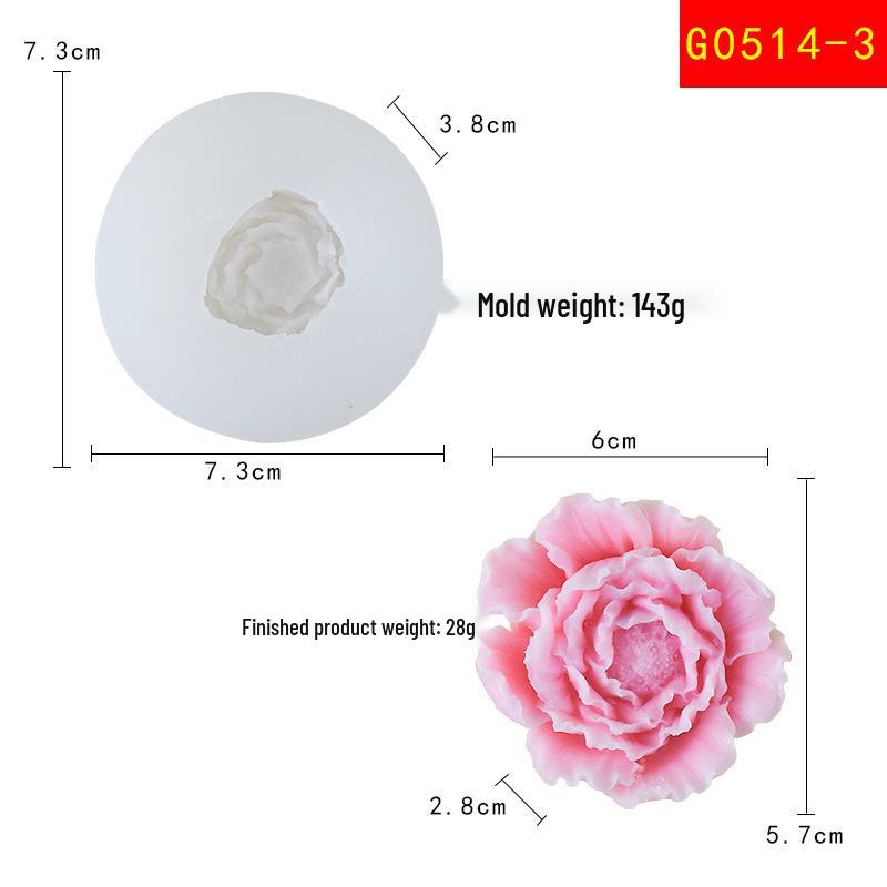 Peony Rose Silicone Candle Mold for Easy Demolding
