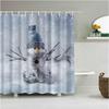 Merry Christmas Shower Curtain Christmas Home Decor Snowman Santa Claus Bathroom Curtain Polyester Fabric Bath Screen with Hooks