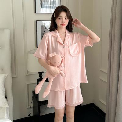 Premium Cotton and Silk Pajamas Women's Spring and Summer New Short-sleeved Shorts Tencel Cotton Suit Loose Large Size Outer Wear Women's Loungewear