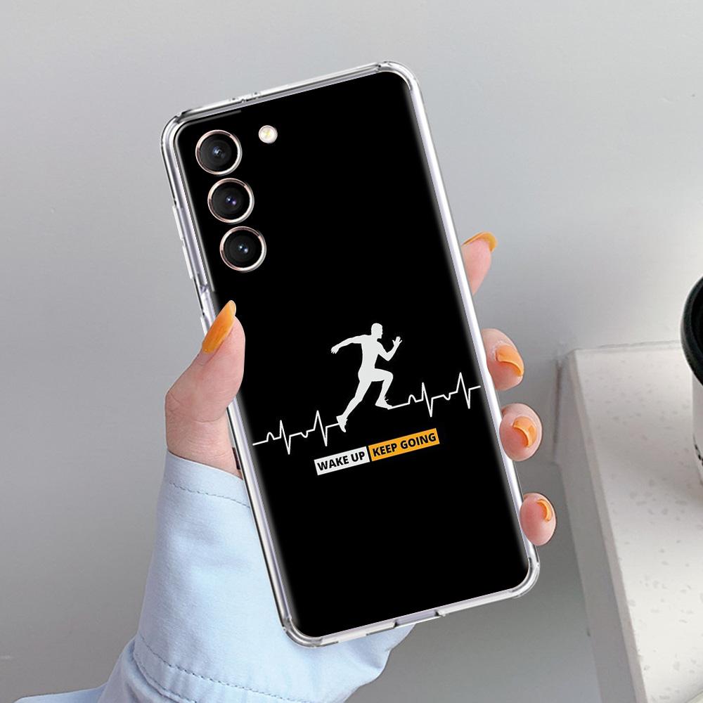 Phone Case For Samsung Galaxy S26 S25 S24 S23 S22 Ultra S20 S21 FE 5G Plus Soft Clear Cover Run marathon Running