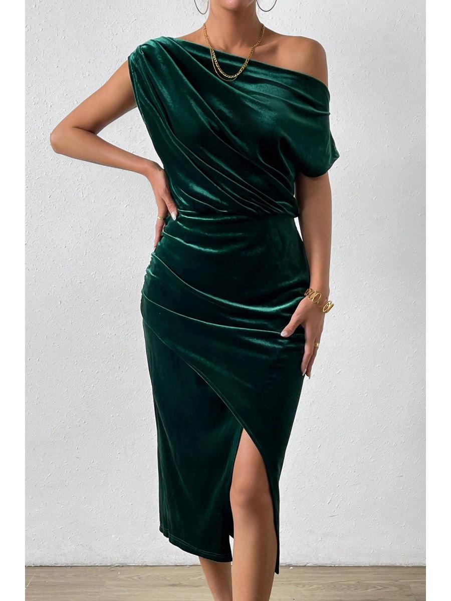 

Літо 2025 Нове надходження: Елегантна жіноча вечірня сукня з відкритими плечима L зелений