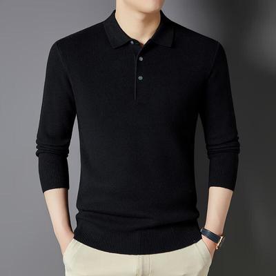Yiliteng Men's 100% Wool Polo Collar Knit Sweater