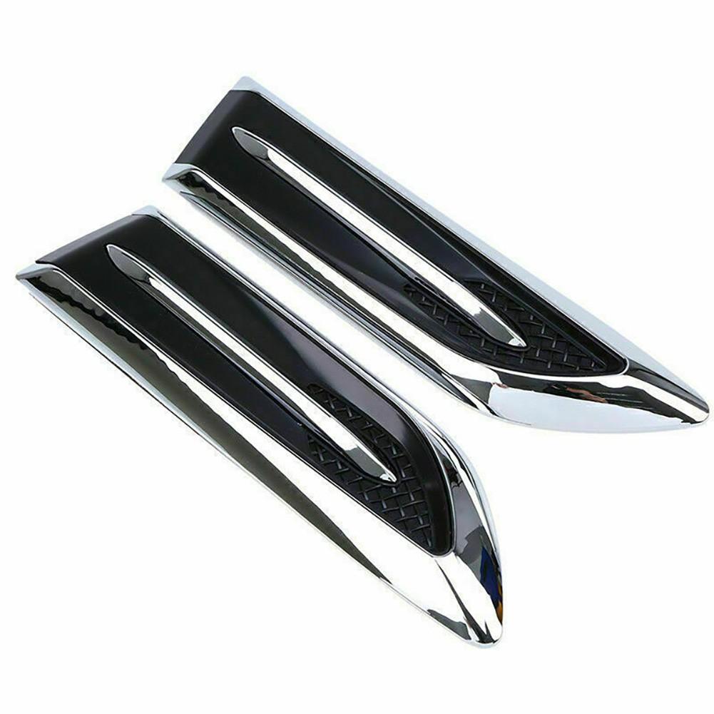 2pcs Universal Car Auto Air Flow Fender Stickers Chrome Side Hood Vent Decals Auto Exterior
