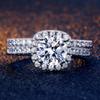 Classic Women Wedding Ring Set Metal CopperColor White Zircon Stones Engagement Ring Set for Women Party Bridal Jewelry