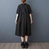 Dimanaf New 2025 Plus Size Summer Dress Women Basic Black Casual Short Sleeve Dress Loose Long Dress