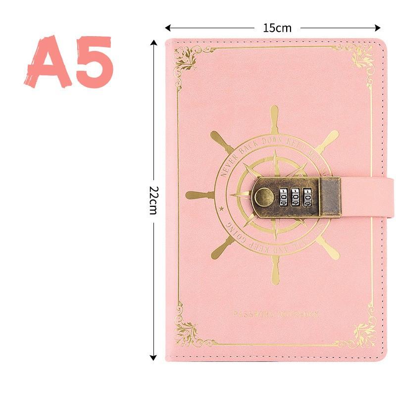 New A5 Retro Password Notebook With Lock Diary Book Student Notebook Vintage Notebook Sub-Password Lock Notebook Supplies