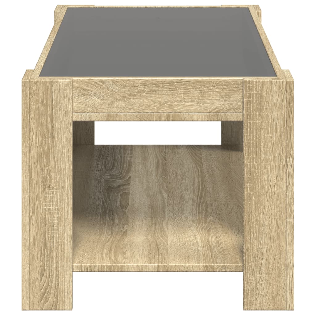 LED Coffee Table in Sonoma Oak 93 x 53 x 45 cm Particleboard