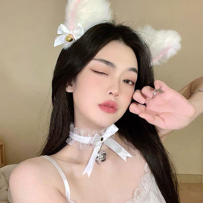 Cat Ear Bell Headband & Hairpin Set - Festive Headdress