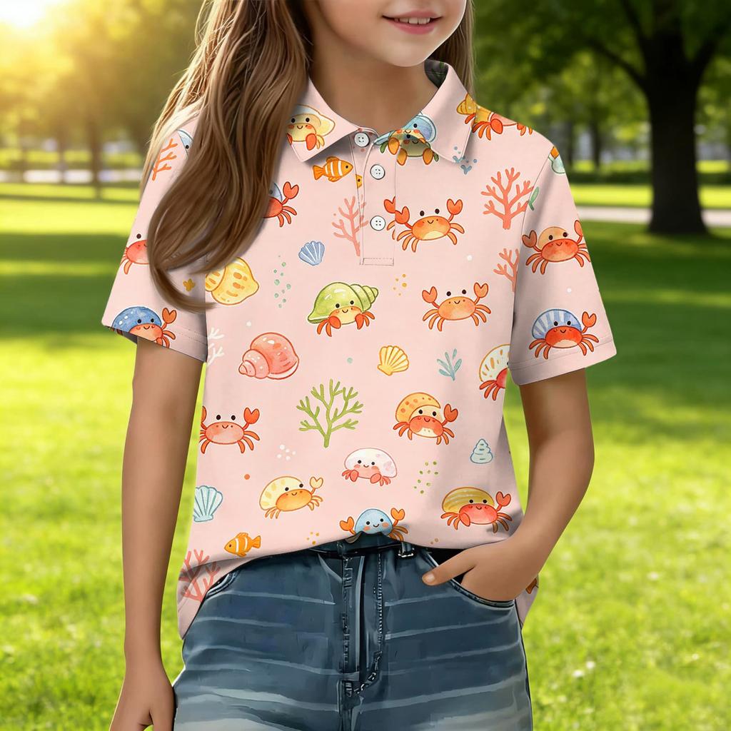 Kids Casual Short Sleeve Polo Shirt Animal Print T Shirt Lightweight Breathable Comfortable Fit for Everyday Wear