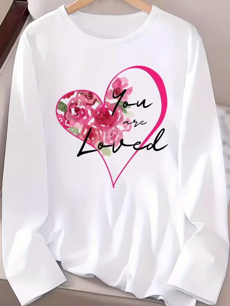 (Asian Size) Trend Butterfly Cute Tee Print T Shirt Women Clothing Autumn Winter Spring Casual Fashion Top O-neck Graphic Long Sleeve T-shirts