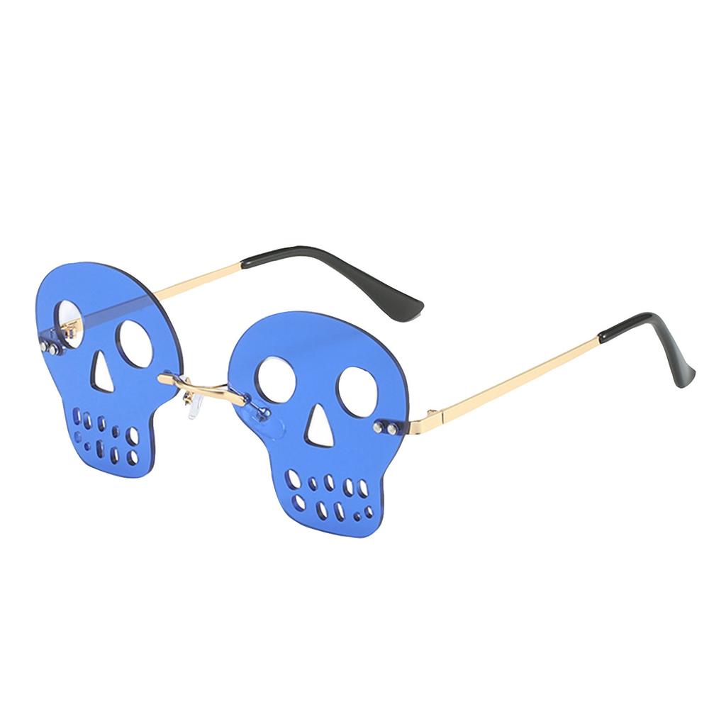 Rimless Halloween Skulls Sunglasses, Festival Skulls Glasses For Women Men