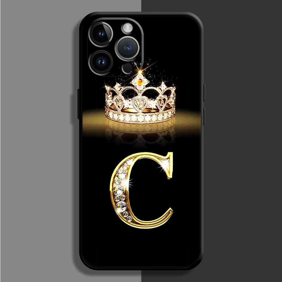 

Чехол для телефона Diamond Crown Letter Capa для iPhone 16 15 14 13 12 11 Plus 16 15 14 13 12 11 Pro Max 13 12 Mini XS Max 7 8 16e iPhone 13
