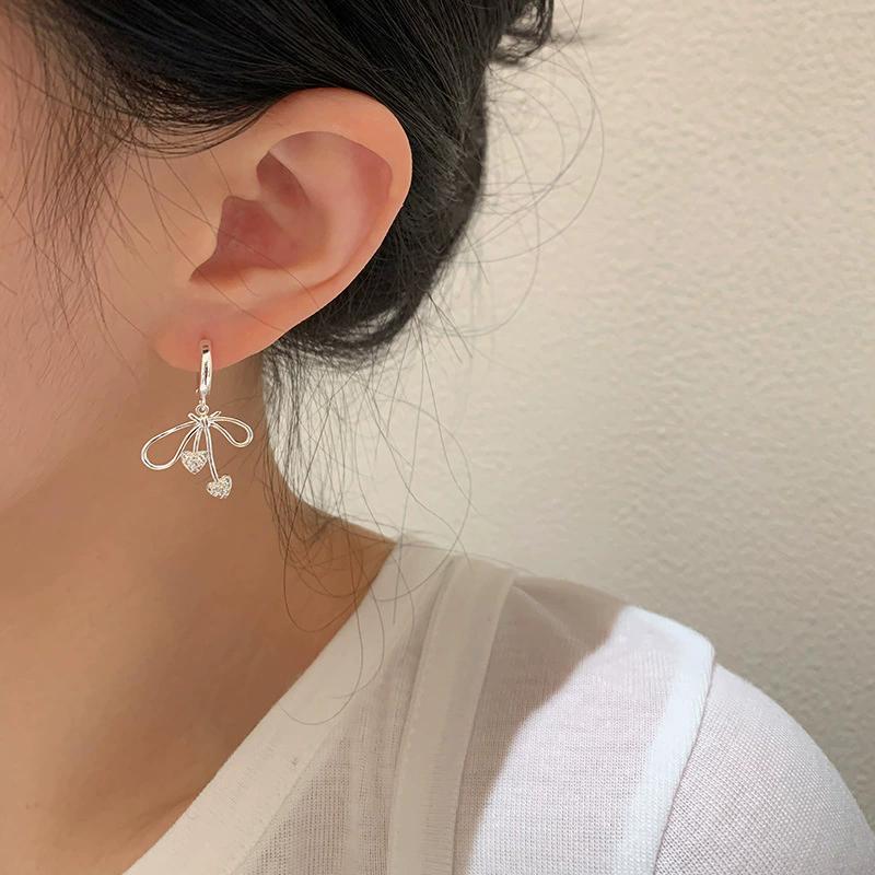 Sweet Love Heart Bowknot Drop Dangle Earrings Hoop For Women Girl Fashion New Jewelry Accessories Gift Party Holiday