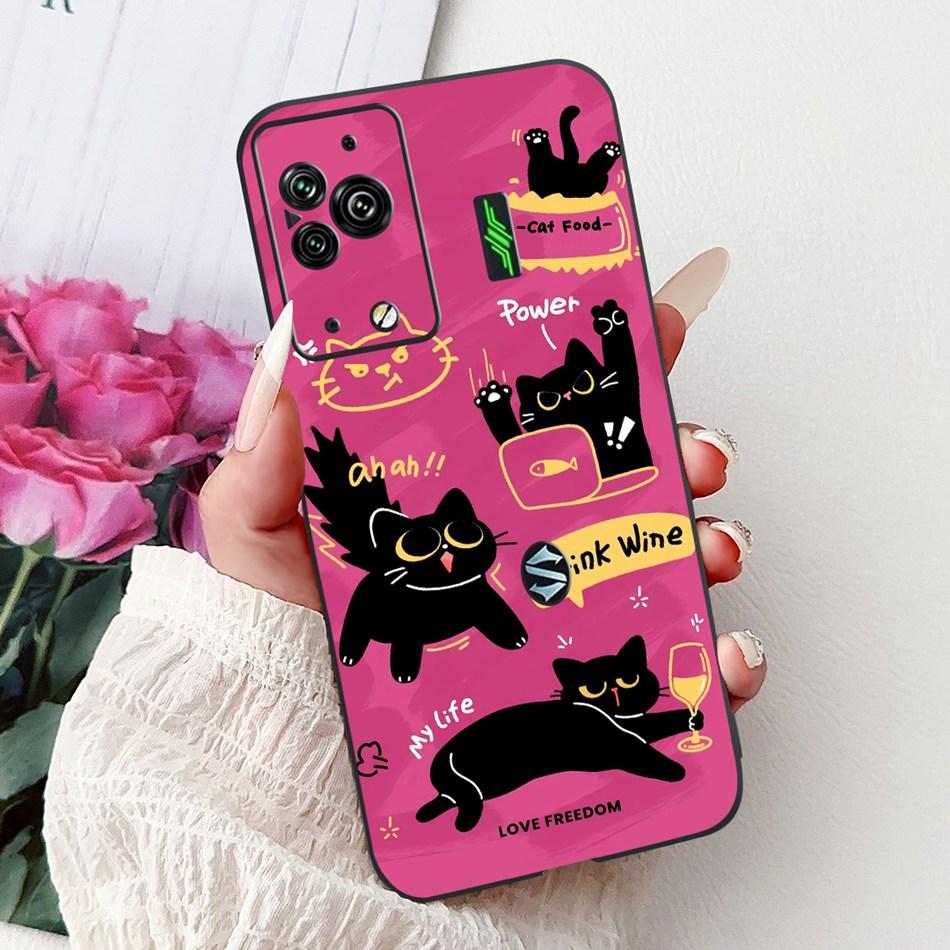 Per Xiaomi Black Shark 5 Pro Shark5 Custodia per Telefono Black Shark 5 5Pro Elegante Floreale Gatto Dipinto Morbido Silicone TPU Custodie