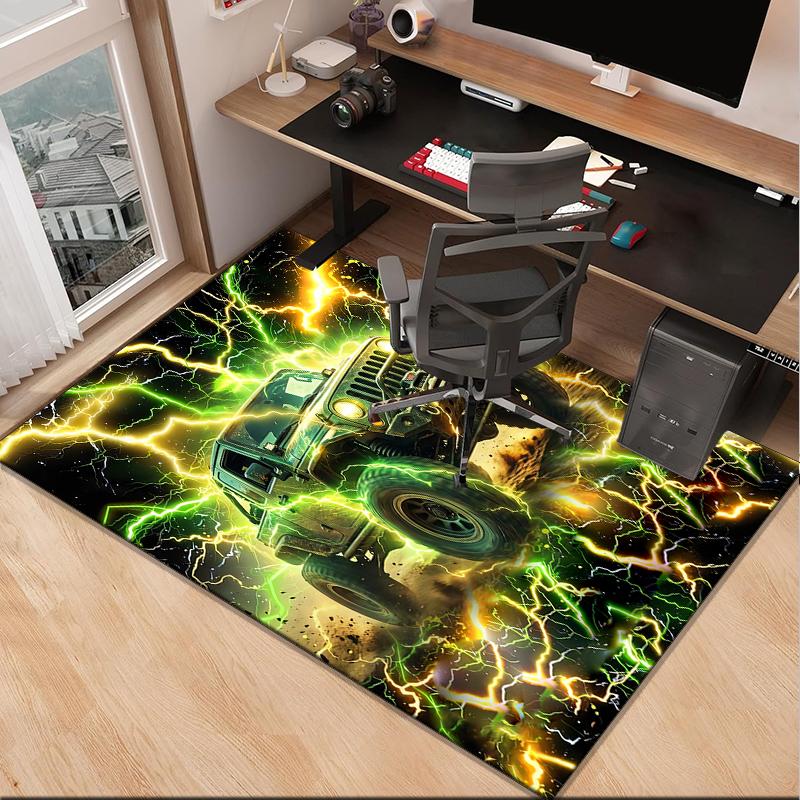 Nighttime Truck Drive Office Rug Chair Mat, Game Carpet, Suitable for Front Door, Bedroom, Living Room, Desk, Holiday Gift