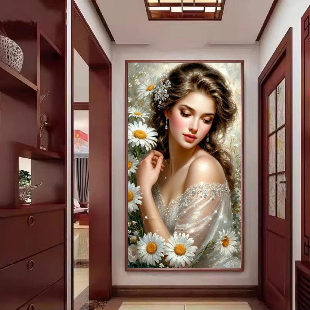 Beautiful Girl and Tulip Flowers DIY Diamond Painting Cross Stitch Full Drills Diamond Mosaic New Collection Home Decor