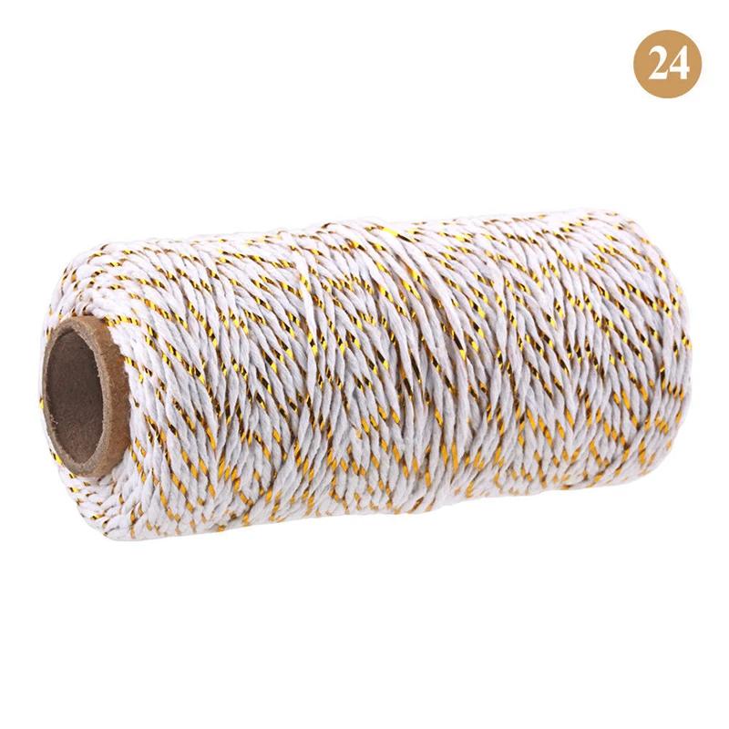 100Meter/Roll Two Colors Cotton Cord Baker Twine Colorful Cotton Crafts Twine Macrame Cord String Bandage Label Rope