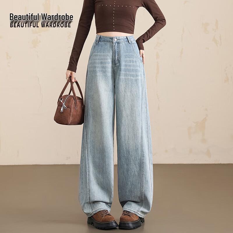 

Красивый гардероб женские американские ретро выстиранные потертые джинсы с высокой посадкой XL